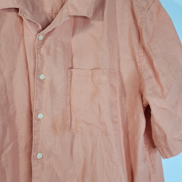 Mens Breakwater 100% Linen Button Front Shirt Size XL Light Orange - Picture 4 of 8